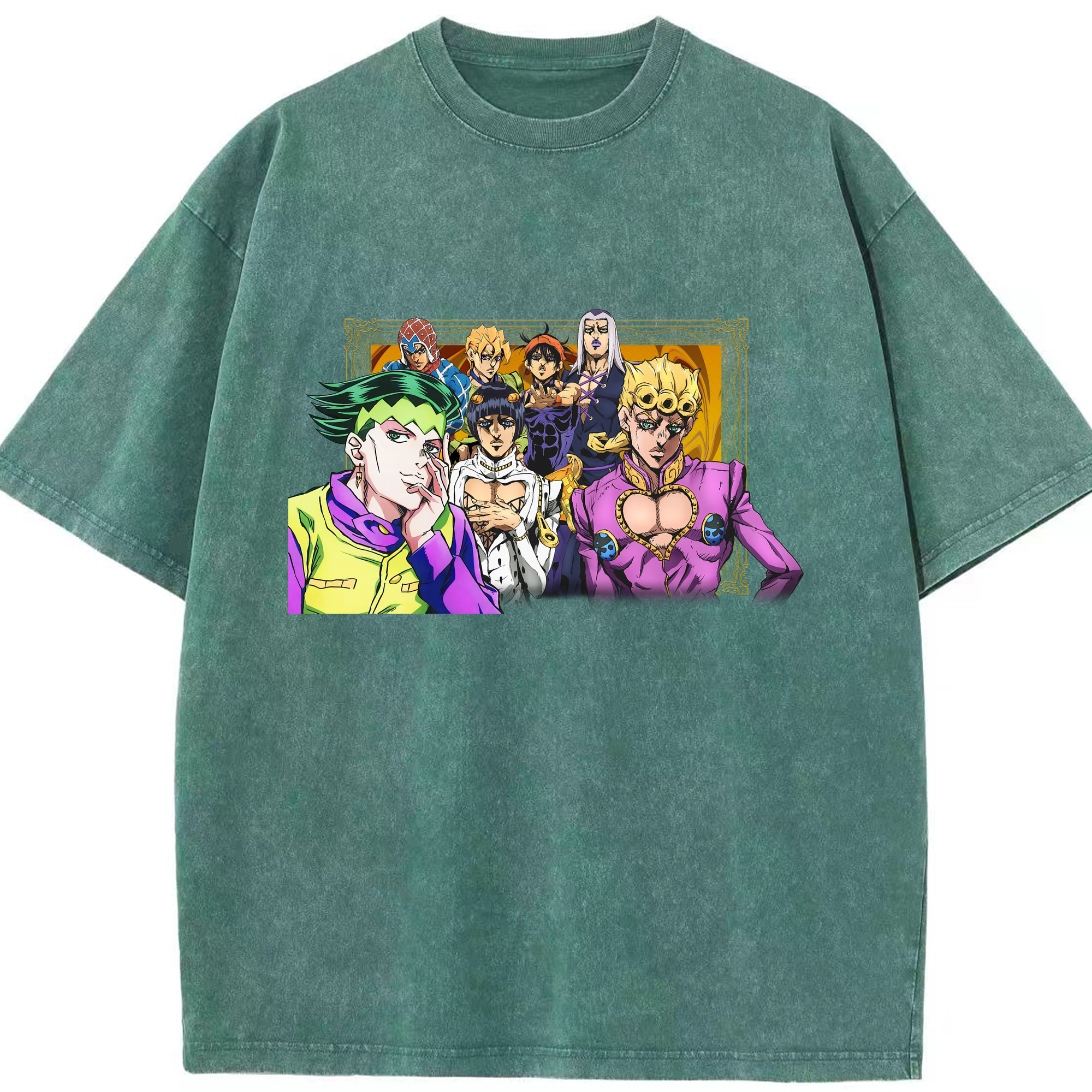 （画像用） ジョジョの奇妙な冒険 ジョルノ?ジョバァーナ JoJo's Bizarre Adventure Giorno Giovanna 綿100% ヴィンテージ風 半袖Tシャツ（フロントプリント）